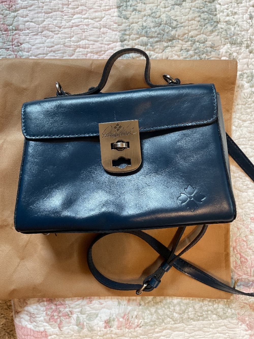 Patrica Nash blue leather crossbody purse